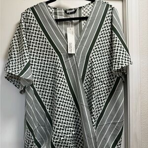 BloomChic Green and White Chevron Top